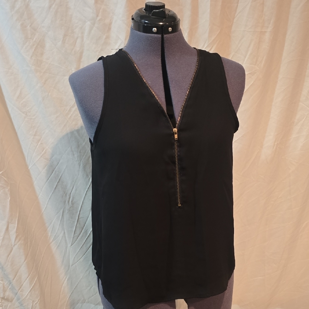 Ambiance Black Zippered Tank Top